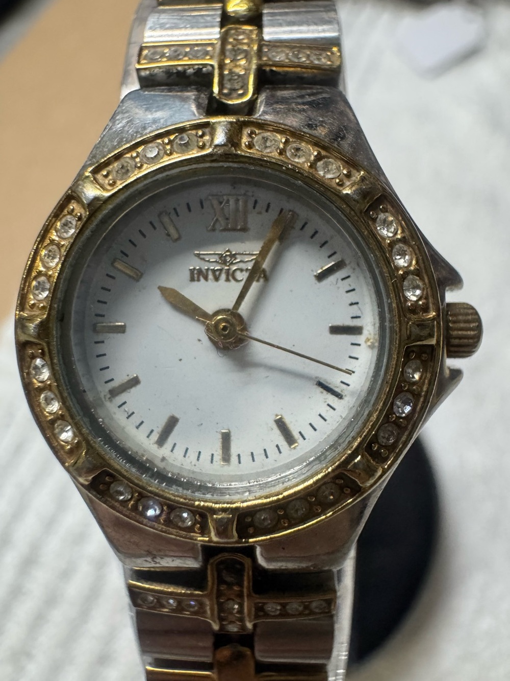 Invicta diamond Two-Tone Gold and Silver Crystal Accent Women's Bracelet Watch